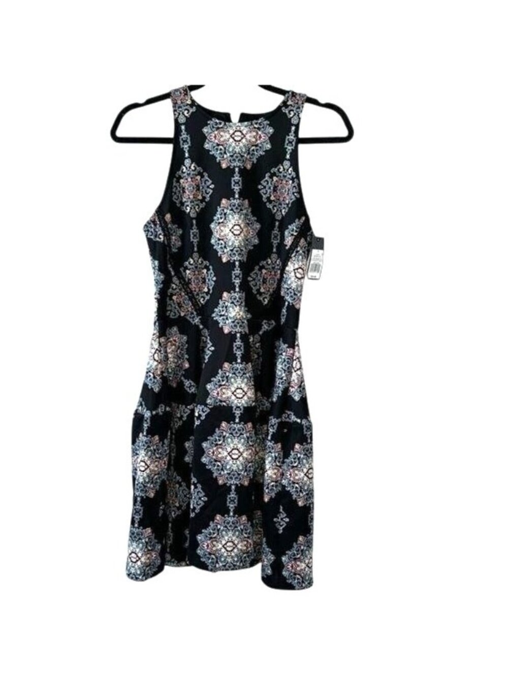 Mossimo Womens Sleeveless Black Dress With Colorful Mandala Print Size S Fitted